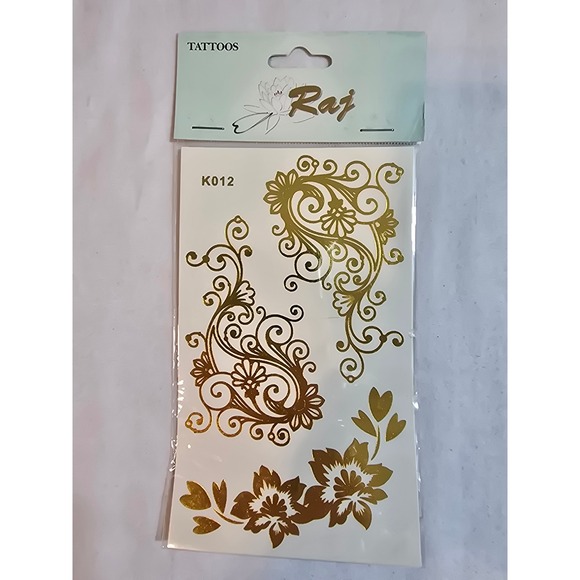 Raj Metallic Temporary Tattoos Gold Silver Body Art  Designs‎ - Picture 2 of 10